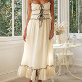 Elegant Off-Shoulder Strap Patchwork Dress