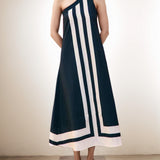 Asymmetrical Neckline Midi Dress