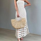 Cutout Patchwork Off Shoulder Maxi Dress