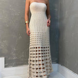 Cutout Patchwork Off Shoulder Maxi Dress