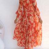 Casual Long-Sleeved V-Neck Swing Midi Dress