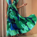 Pleated Sleeveless Lounge Dress Long Dress