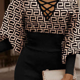 Balloon Sleeve Fashion Midi Dress