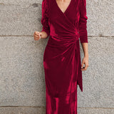 French Elegance Velvet Midi Dress