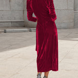 French Elegance Velvet Midi Dress