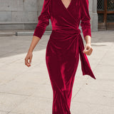 French Elegance Velvet Midi Dress
