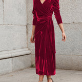 French Elegance Velvet Midi Dress