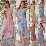 Deep V Sexy Polka Dot Casual Long Dress