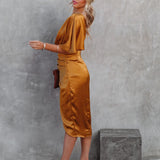 One Shoulder Midi Dress: Drape Asymmetric