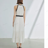 High-End Limited Edition Striped Color-Blocked Sleeveless Dress