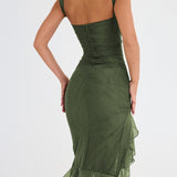 Casual Sleeveless Ruffle Midi Dress