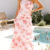 One-Shoulder Strappy Floral Print Dress