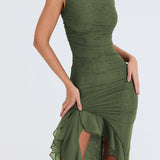 Casual Sleeveless Ruffle Midi Dress