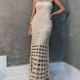 Cutout Patchwork Off Shoulder Maxi Dress