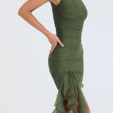 Casual Sleeveless Ruffle Midi Dress