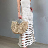 Cutout Patchwork Off Shoulder Maxi Dress