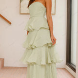 Sexy Chic Strapless Backless Tiered Midi Dress