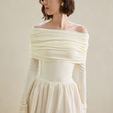 Off-Shoulder Hepburn Style  Midi Dress