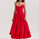 Sexy Low-Waist Bodycon Midi Dress - Scarlet Red