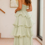 Sexy Chic Strapless Backless Tiered Midi Dress