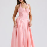 Barbie Pink Backless Halter Midi Dress