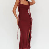 Slim Slit Sleeveless Summer Midi Dress