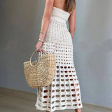 Cutout Patchwork Off Shoulder Maxi Dress