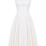 White Twill Midi Sundress
