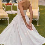 White Strapless Midi Sundress