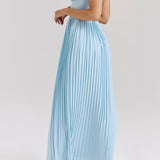 Ocean Blue Pleated Maxi Dress
