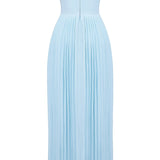 Ocean Blue Pleated Maxi Dress
