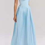 Ocean Blue Pleated Maxi Dress