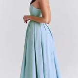Tuscan Blue Strapless Midi Sundress