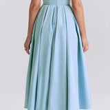 Tuscan Blue Strapless Midi Sundress