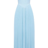 Ocean Blue Pleated Maxi Dress