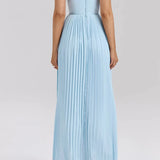 Ocean Blue Pleated Maxi Dress