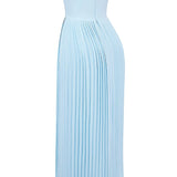 Ocean Blue Pleated Maxi Dress