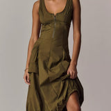 Daily Practice Fastpack Bubble-Hem Midi Dress