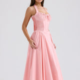 Barbie Pink Backless Halter Midi Dress