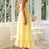 Elegant Off-Shoulder Strap Patchwork Dress