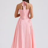 Barbie Pink Backless Halter Midi Dress