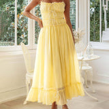 Elegant Off-Shoulder Strap Patchwork Dress