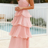 Sexy Chic Strapless Backless Tiered Midi Dress