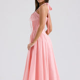 Barbie Pink Backless Halter Midi Dress