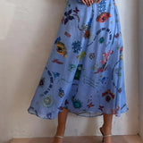 Graffiti Lantern Cutout Cropped Dress Midii Dress
