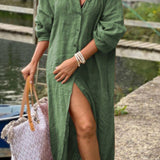 Burnt Orange Button Up Dress