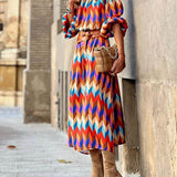 Elegant Stand Collar Mid Length Dress