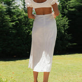 Solid Color Princess Sleeve Midi Dress