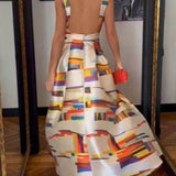 Elegant Sleeveless Backless Printed Party Maxi Dress