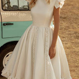 Solid Color Elegant Puff Midi Dress